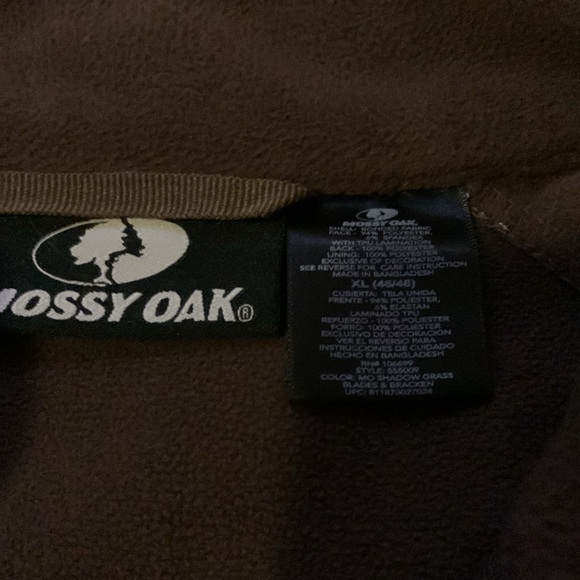 MOSSY OAK CAMO BROWN FLEECE LIGHT JACKET HUNTING OUTDOORS WOOD - Picture 5 of 6